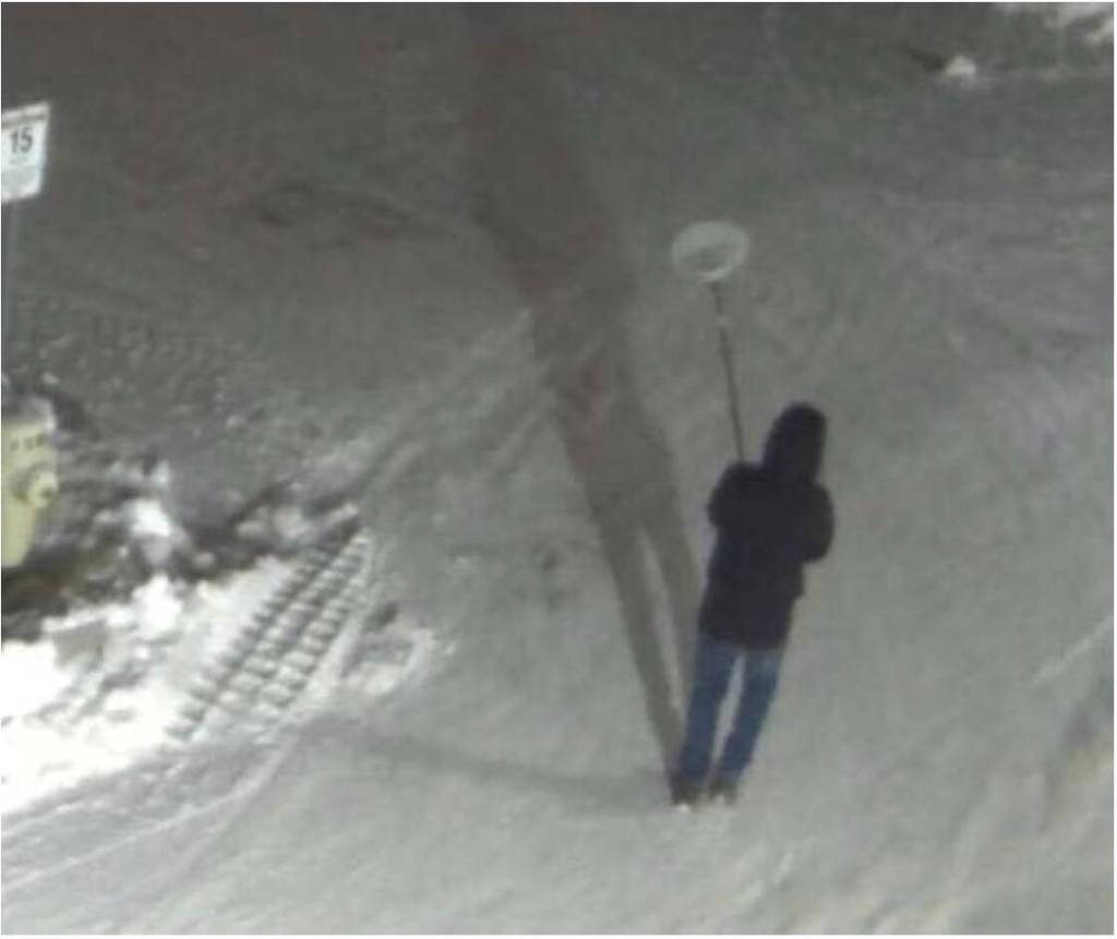 The Lacombe Police Service is investigating two separate incidents of mischief involving damage to vehicle gas tanks. CCTV footage was obtained from the area, and a suspect was seen wearing a black jacket and blue jeans. (photo courtesy Lacombe Police Service)